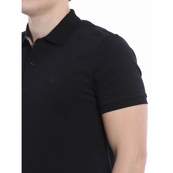 Burberry Cotton Pique Polo Shirt Black Nova Check Placket SS Embroidered Logo XL - Picture 6 of 12